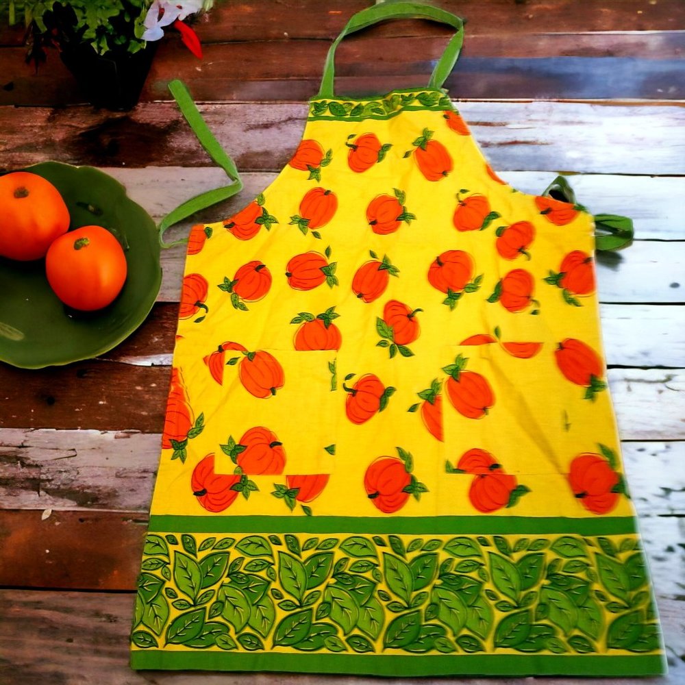 Tag's Retro Kitchen Apron in Bright Yellow Fall & Thanksgiving Kitchen Apron